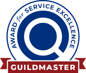 red white and blue circle badge graphic